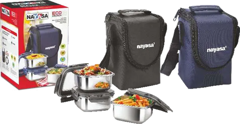 Nayasa Eco Crunch 3 — Soft Insulated Bags with Steel Tiffins